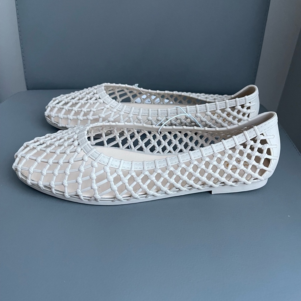 YO KI  Women's Jelly Ballet Flat Mesh Casual Shoe Size 10 Color Nude
